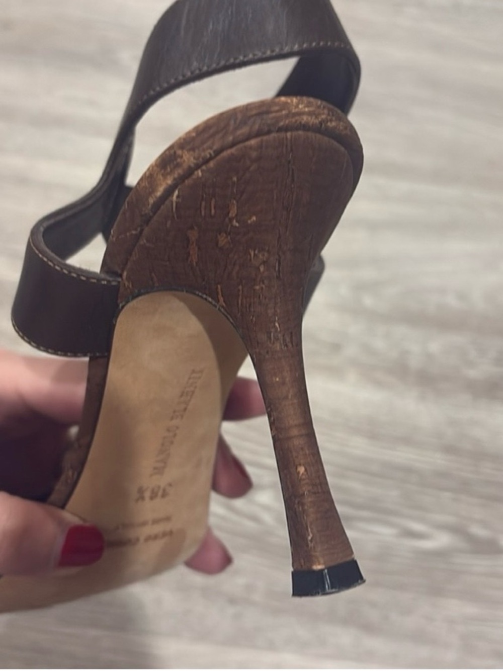 Manolo Blahnik Dark Brown Leather Strappy Stiletto Sandals - Picture 7 of 9